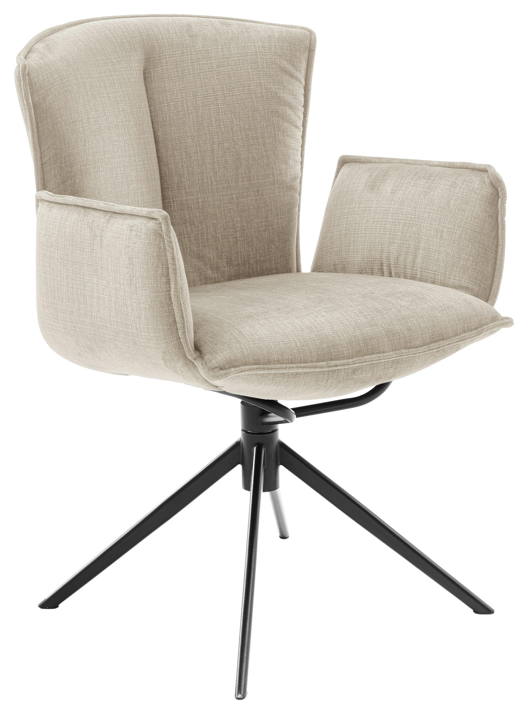 ARMLEHNSTUHL  in Stahl Velours  - Creme/Schwarz, Design, Textil/Metall (62/88/62cm) - Novel