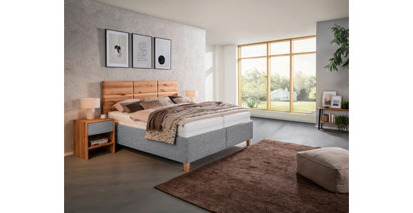 POLSTERBETT Matratze, Lattenrost, Bettkasten Buchefarben, Hellgrau 160/200 cm - Buchefarben/Hellgrau, Design, Holz/Textil (160/200cm) - Valnatura