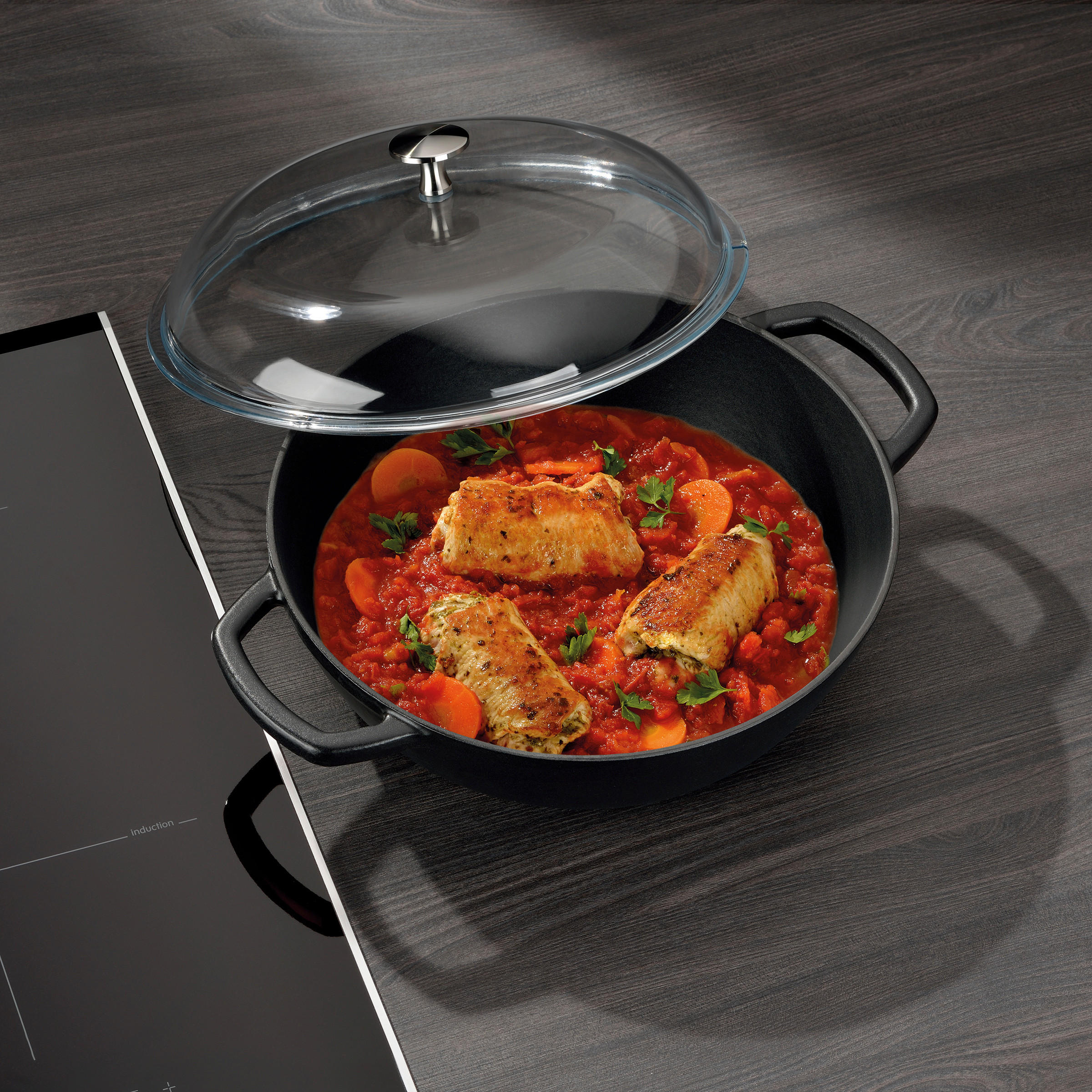 SCHMORPFANNE Calido  - Schwarz, KONVENTIONELL, Glas/Metall (28/16cm) - Kela