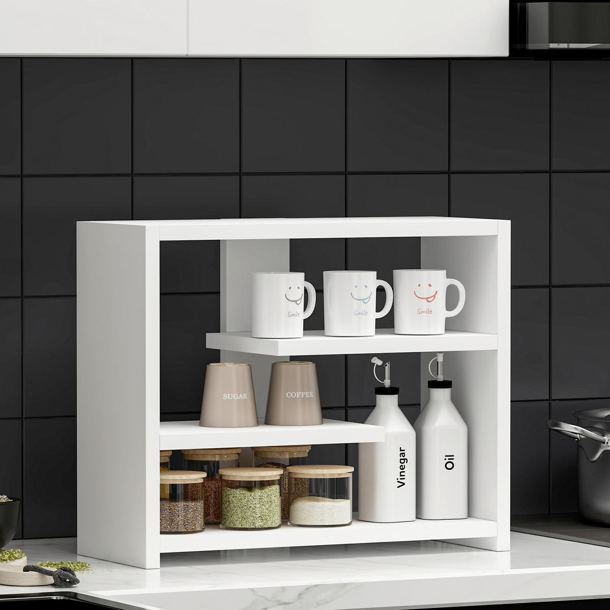 WANDREGAL Weiß  - Weiß, Design, Holzwerkstoff (49/40/21cm) - Livetastic