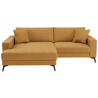 ECKSOFA TED Senfgelb Cord Zierkissen  - Senfgelb/Schwarz, Trend, Textil/Metall (174/228cm) - P & B