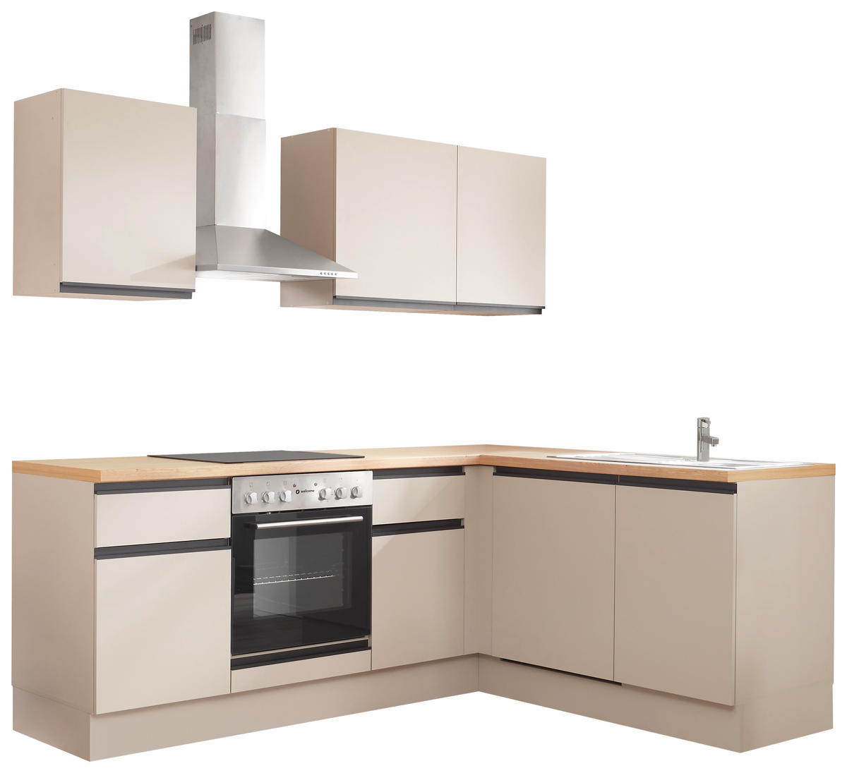 ECKKÜCHE 220/175 cm  in Seidengrau  - Eichefarben/Seidengrau, Trend, Holzwerkstoff/Metall (220/175cm) - P & B