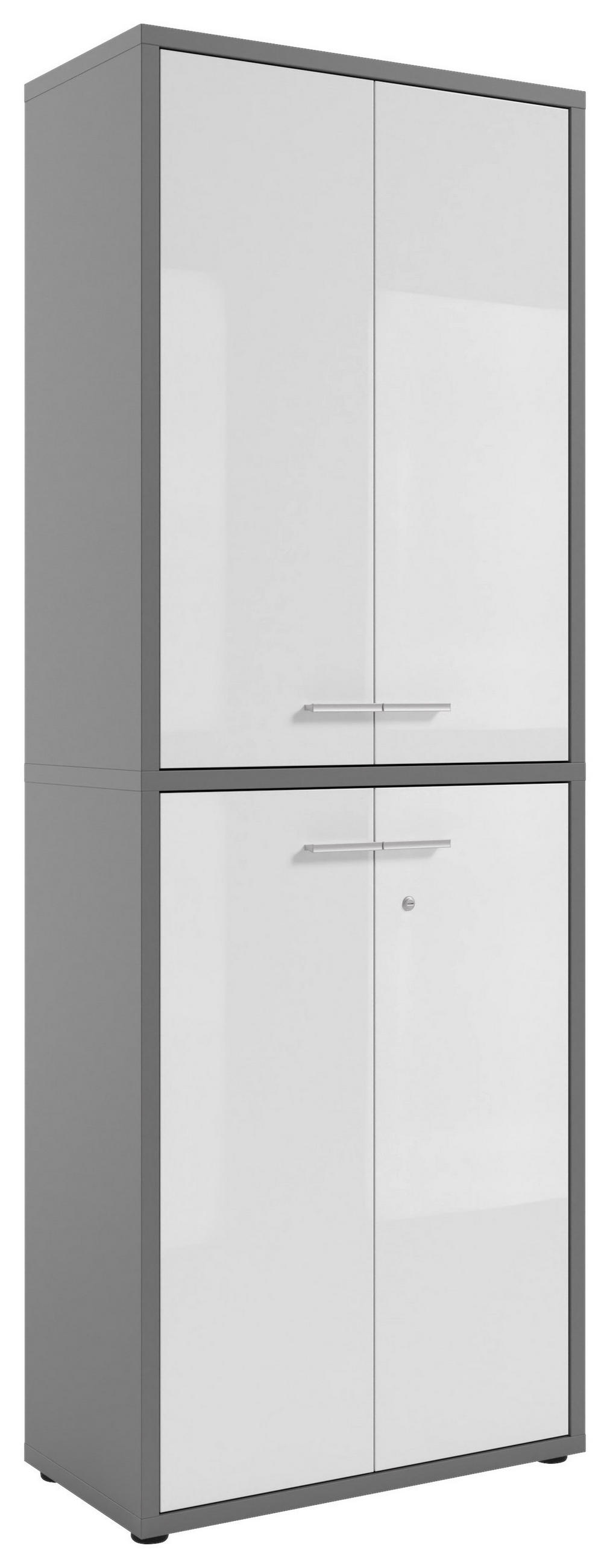 AKTENSCHRANK Grau, Weiß  - Weiß/Grau, MODERN, Glas/Holzwerkstoff (78,1/215,4/40cm)