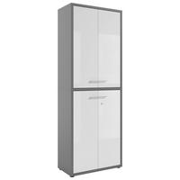 AKTENSCHRANK Grau, Weiß  - Weiß/Grau, MODERN, Glas/Holzwerkstoff (78,1/215,4/40cm)