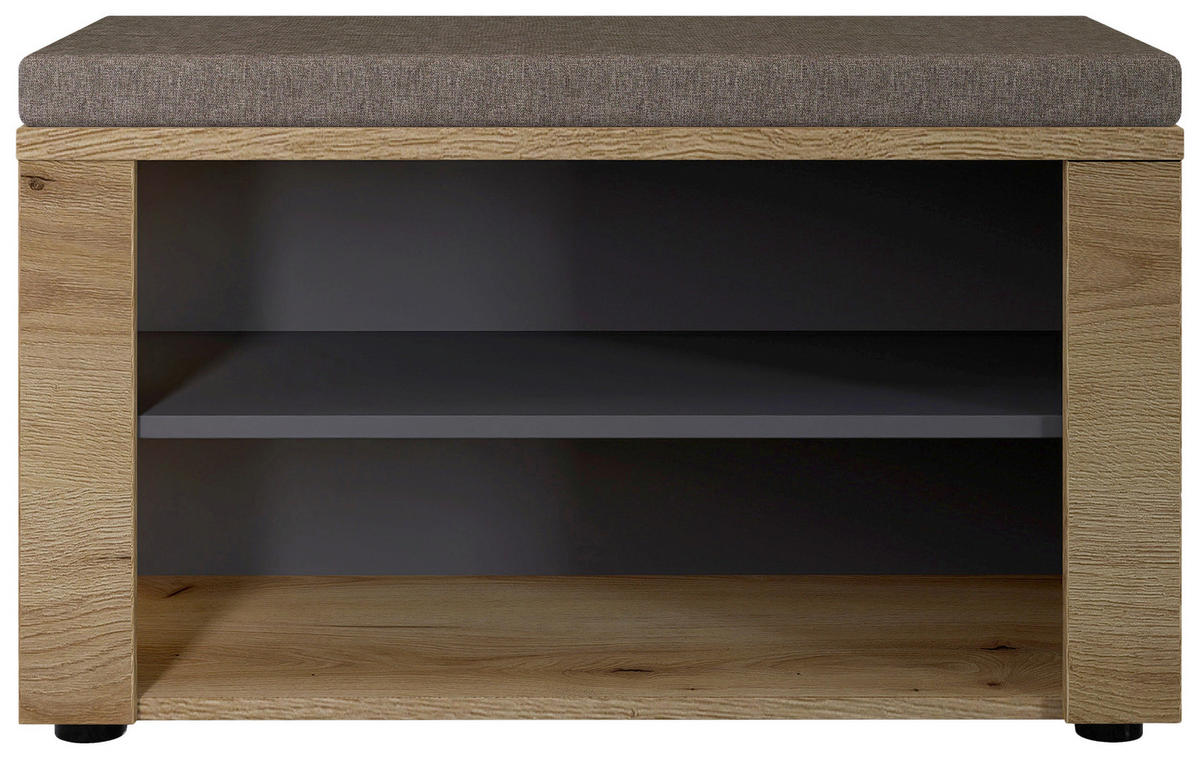 GARDEROBENBANK  in 80/48/38 cm  - Eichefarben/Graubraun, KONVENTIONELL, Kunststoff/Textil (80/48/38cm) - Xora