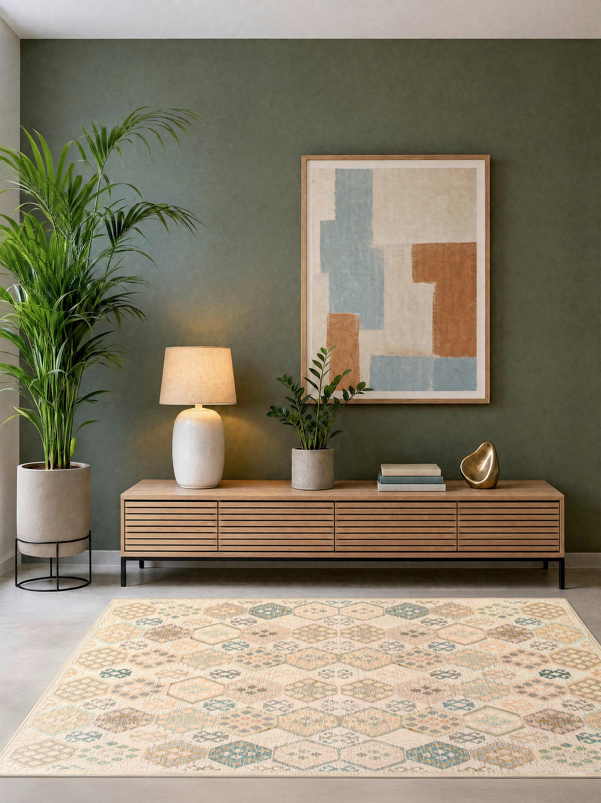 VINTAGE-TEPPICH Ondea Parviza 130/190 cm  in Sandfarben, Hellrosa, Blaugrau  - Sandfarben/Hellrosa, LIFESTYLE, Kunststoff/Textil (130/190cm) - Lindorug