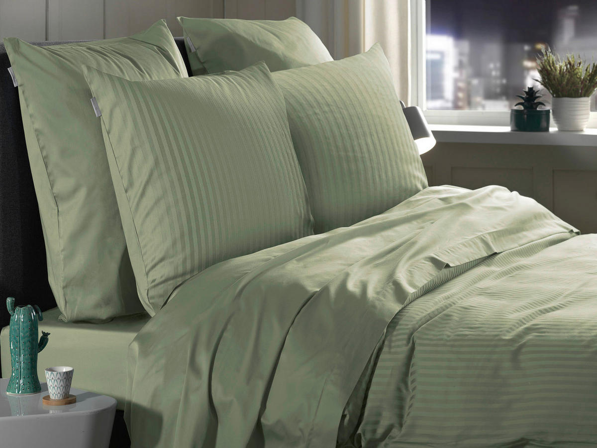 BETTWÄSCHE Banda Makosatin 200/200 cm  - Hellgrün, Basics, Textil (200/200cm)