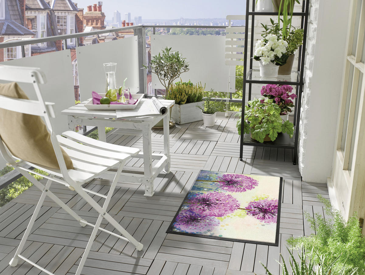 FUßMATTE 50/75 cm Alium  - Violett/Multicolor, KONVENTIONELL, Kunststoff/Textil (50/75cm) - wash+dry