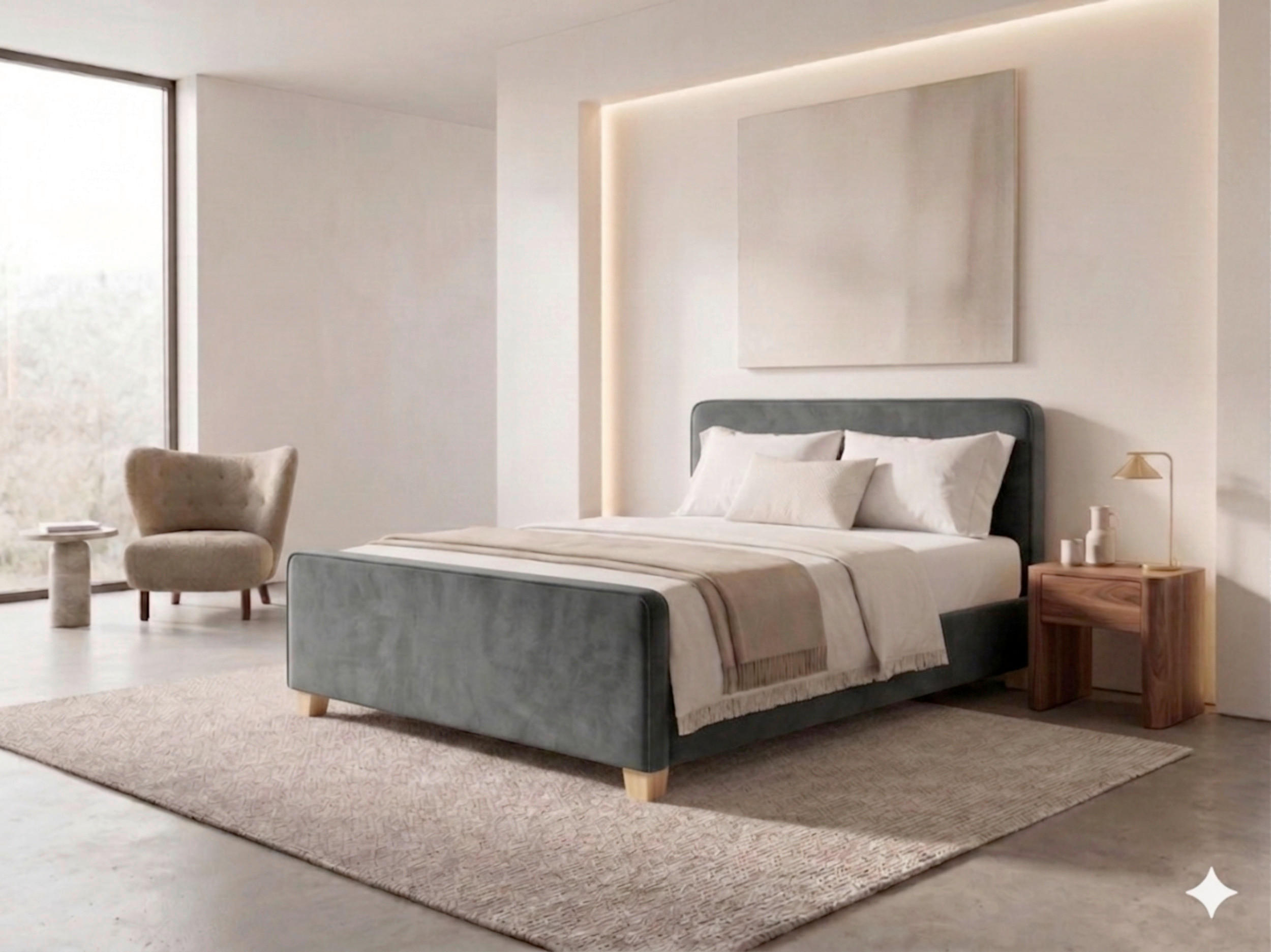 BOXBETT 180/200 cm  in Graphitfarben  - Graphitfarben/Kernbuche, MODERN, Holz/Textil (180/200cm) - MID.YOU
