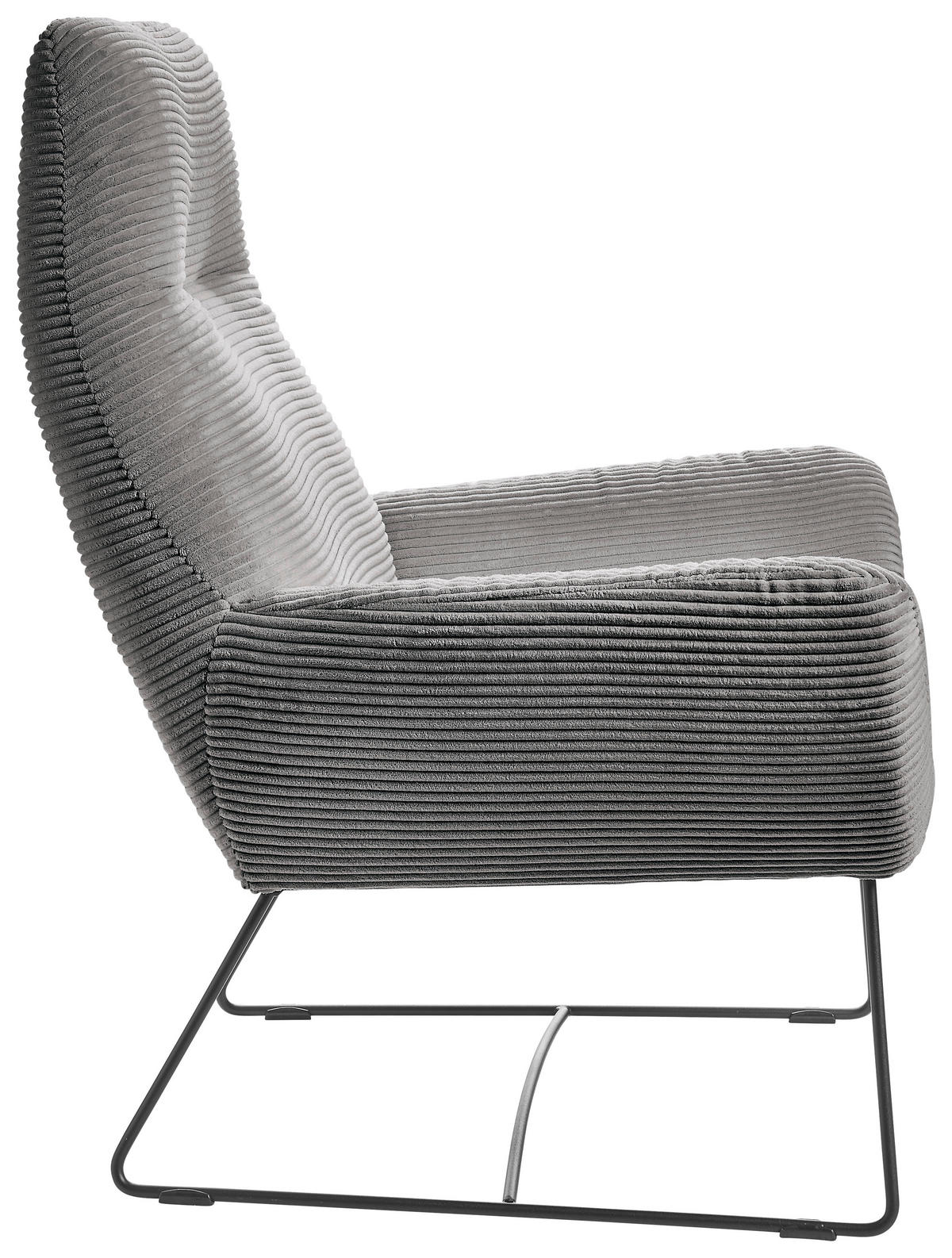 SESSEL in Cord Dunkelgrau  - Dunkelgrau/Schwarz, Design, Textil/Metall (82/102/81cm) - Hom`in
