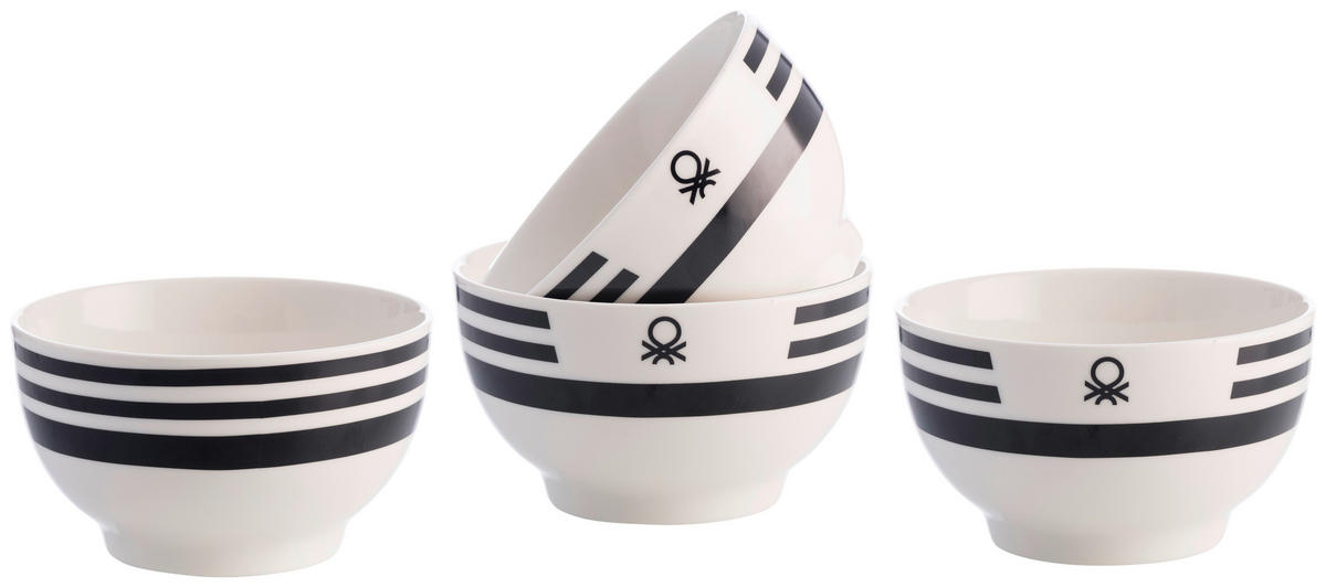 MÜSLISCHALENSET BENETTON 4-teilig  - Schwarz/Weiß, Basics, Keramik (15/14,7/19,2cm) - Benetton