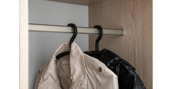 GARDEROBE 10-teilig in 250/233/59 cm - Eichefarben/Weiß, Design, Holzwerkstoff/Textil (250/233/59cm) - Moderano