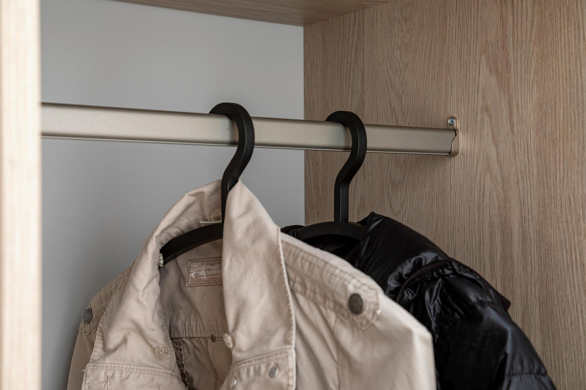 GARDEROBE 10-teilig  in 250/233/59 cm  - Weiss/Eichefarben, Design, Holzwerkstoff/Textil (250/233/59cm) - Moderano