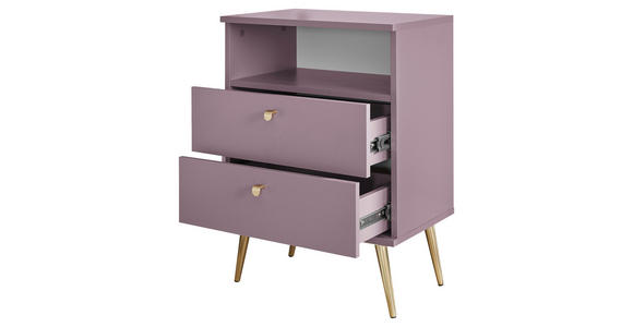 NACHTSCHRANK 50/70/34 cm - Pflaume/Messingfarben, KONVENTIONELL, Holzwerkstoff/Metall (50/70/34cm) - Carryhome