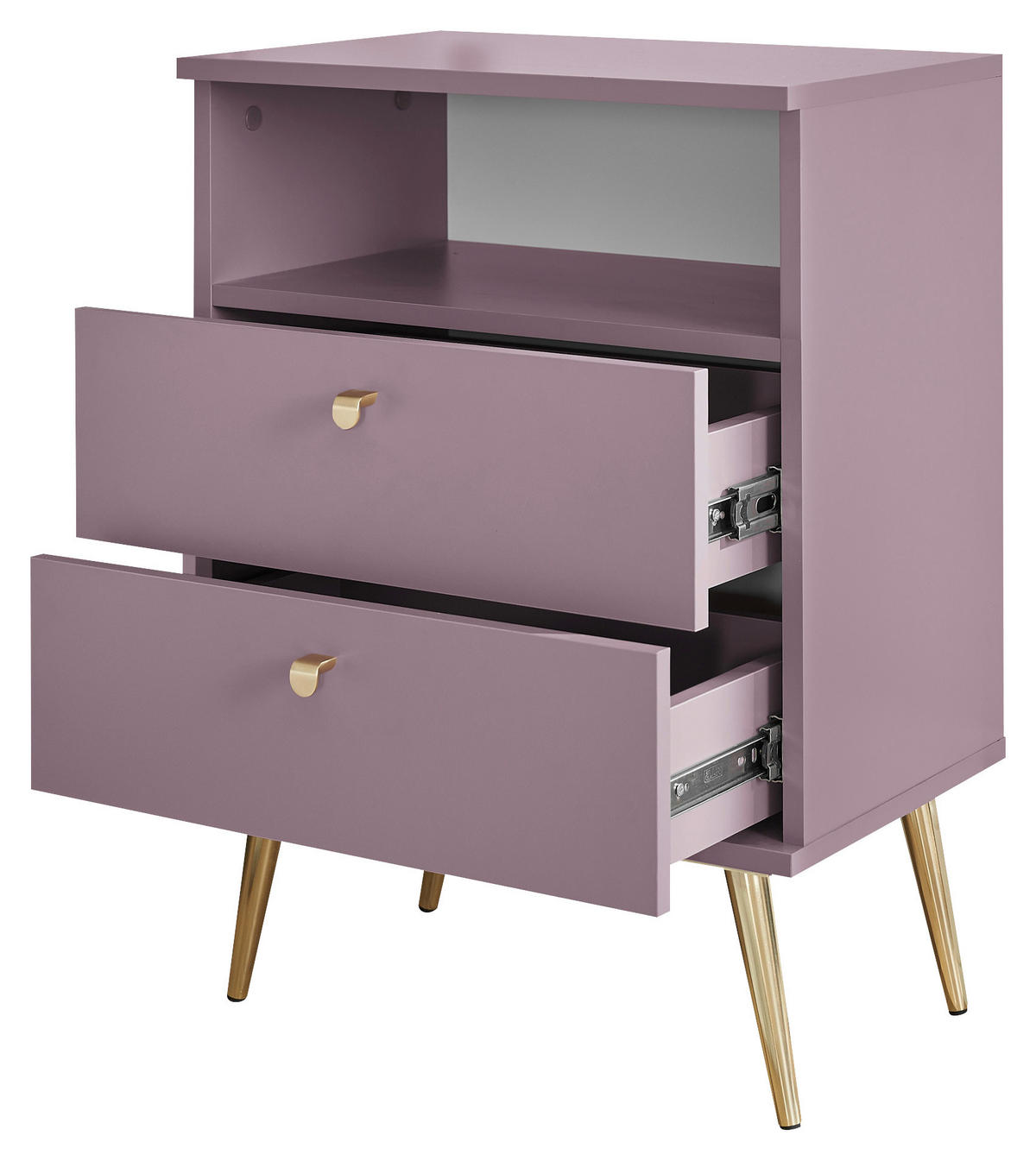 NACHTSCHRANK 50/70/34 cm  - Pflaume/Messingfarben, KONVENTIONELL, Holzwerkstoff/Metall (50/70/34cm) - Carryhome