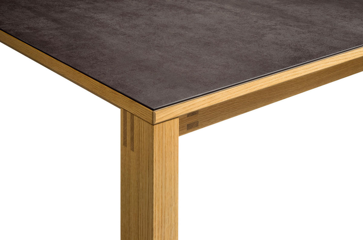 ESSTISCH in Holz, Keramik 130/100/75,3 cm  - Eichefarben/Grau, Design, Holz/Keramik (130/100/75,3cm) - Team 7