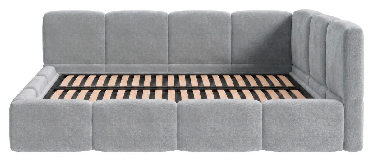 POLSTERBETT 140/200 cm,  in Silberfarben, Lattenrost, Bettkasten,  - Silberfarben/Schwarz, Design, Holz/Textil (140/200cm) - Chameo