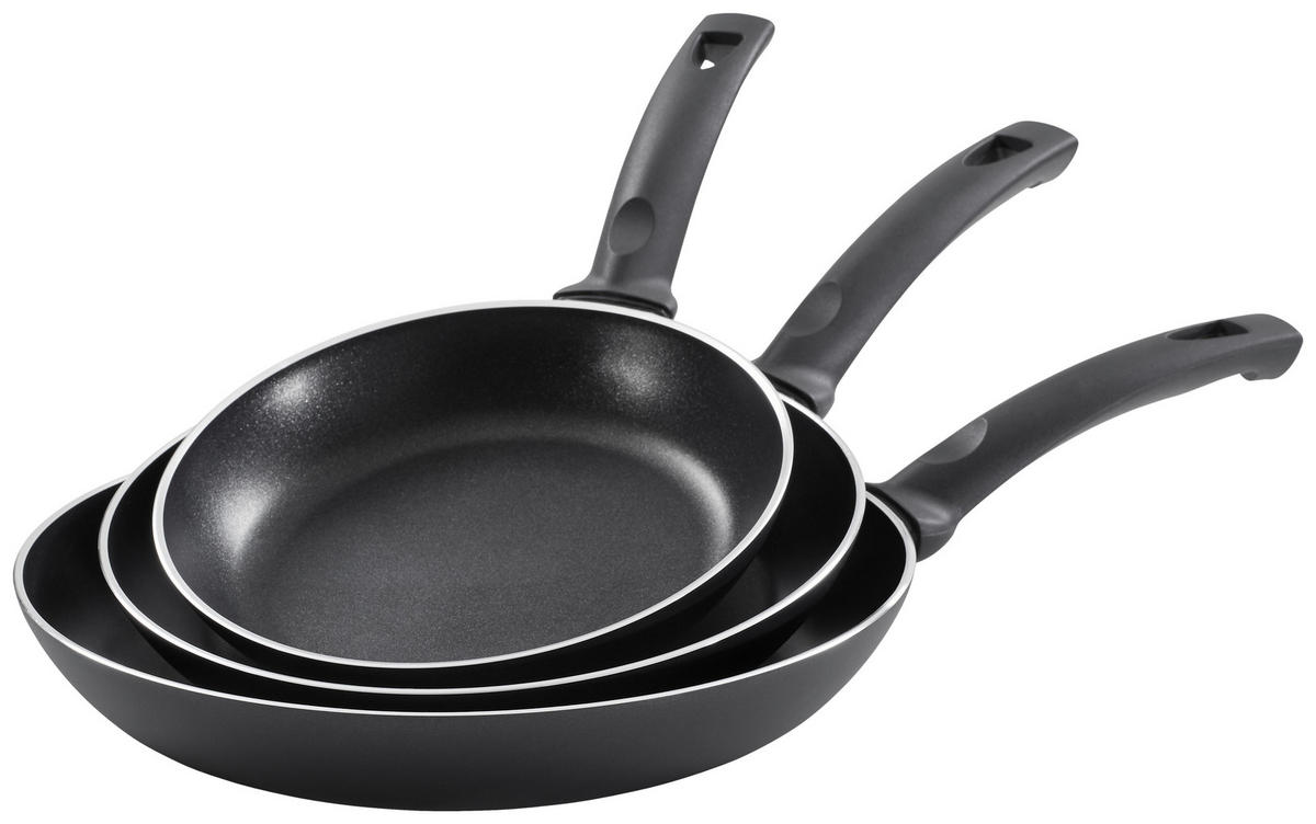 SADA PÁNVÍ, 3dílné, 20+24+28 cm  - černá, Basics, kov (20+24+28cm) - Ballarini