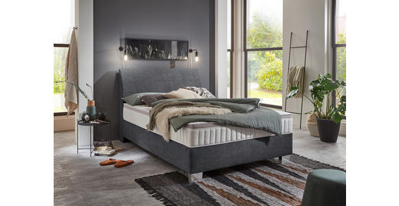 BOXSPRINGBETT 140/200 cm  in Anthrazit  - Chromfarben/Anthrazit, KONVENTIONELL, Kunststoff/Textil (140/200cm) - Hom`in