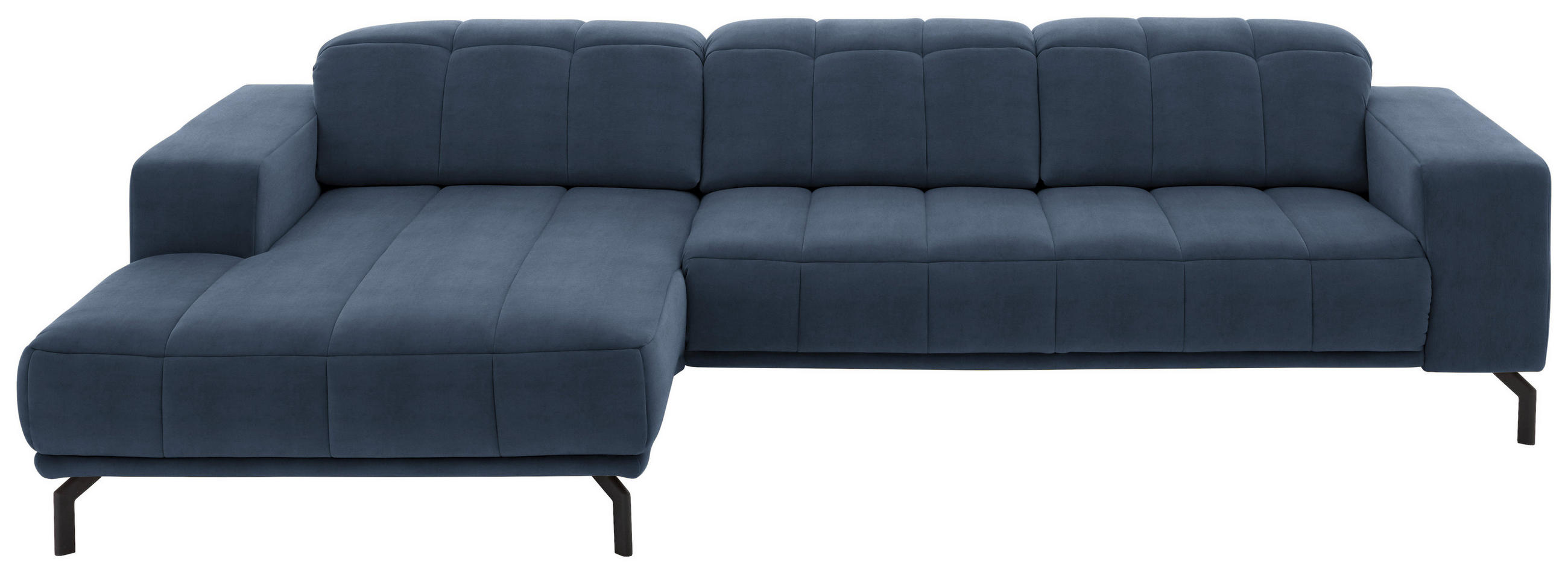 ECKSOFA Blau Velours  - Blau/Schwarz, Design, Textil/Metall (195/293cm) - Beldomo Style