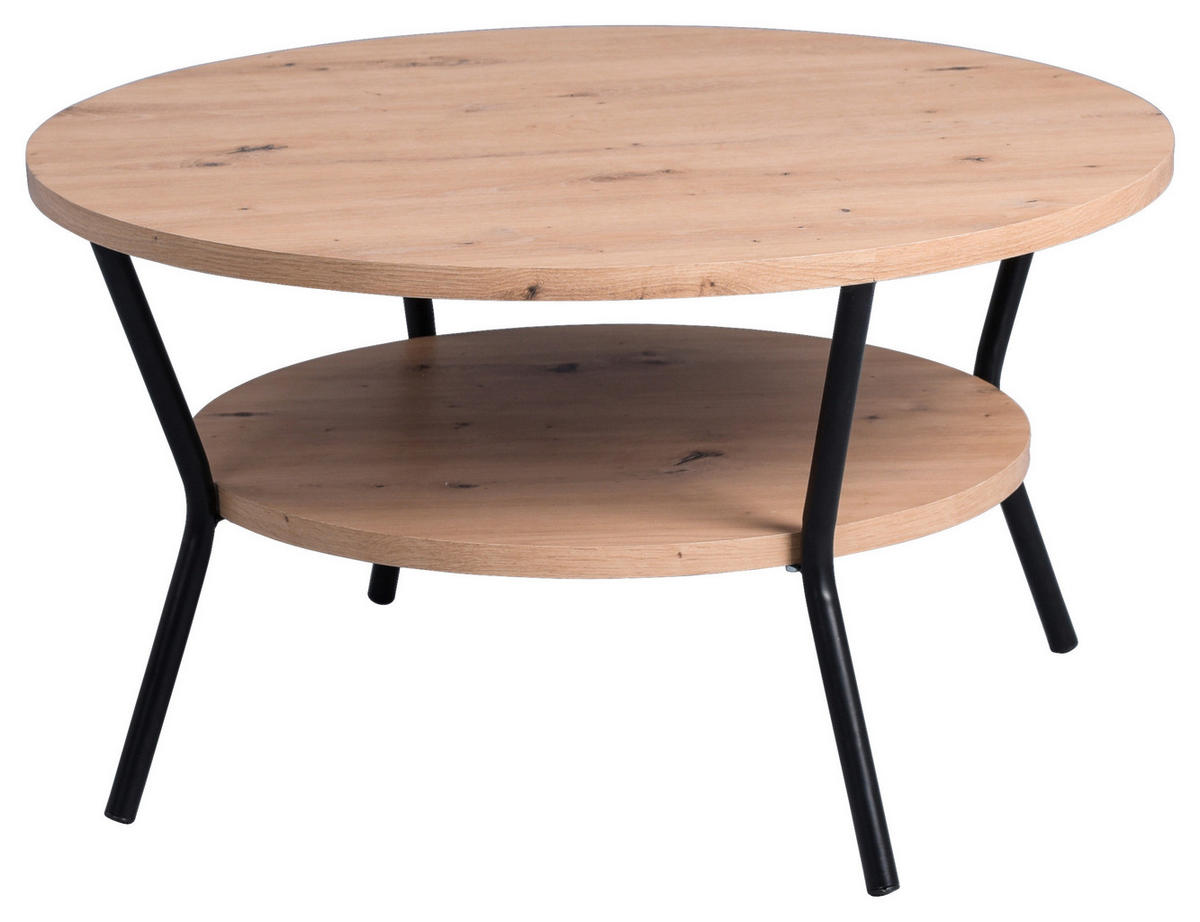 COUCHTISCH in Metall, Holzwerkstoff 80/80/45 cm  - Schwarz/Eiche Artisan, KONVENTIONELL, Holzwerkstoff/Metall (80/80/45cm) - Livetastic