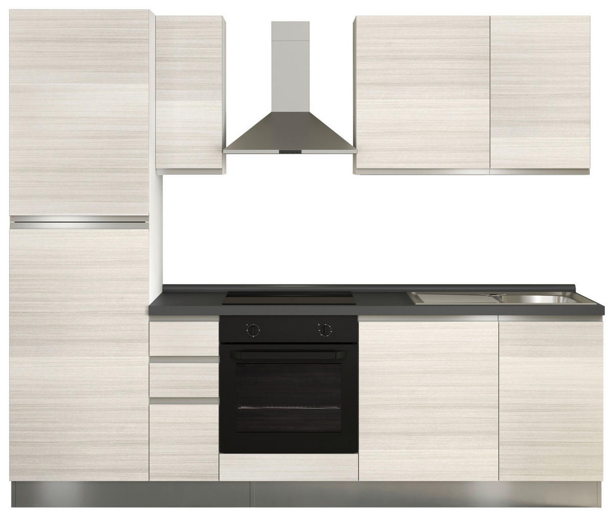 KÜCHENBLOCK 255 cm   in Eukalyptusholzfarben  - Eukalyptusholzfarben/Lavagrau, MODERN, Holzwerkstoff/Kunststoff (255cm) - MID.YOU