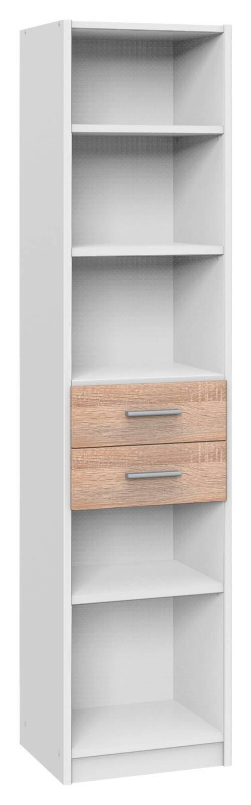 REGAL Weiß, Eichefarben  - Eichefarben/Alufarben, KONVENTIONELL, Holzwerkstoff/Kunststoff (48/197/40cm) - Carryhome