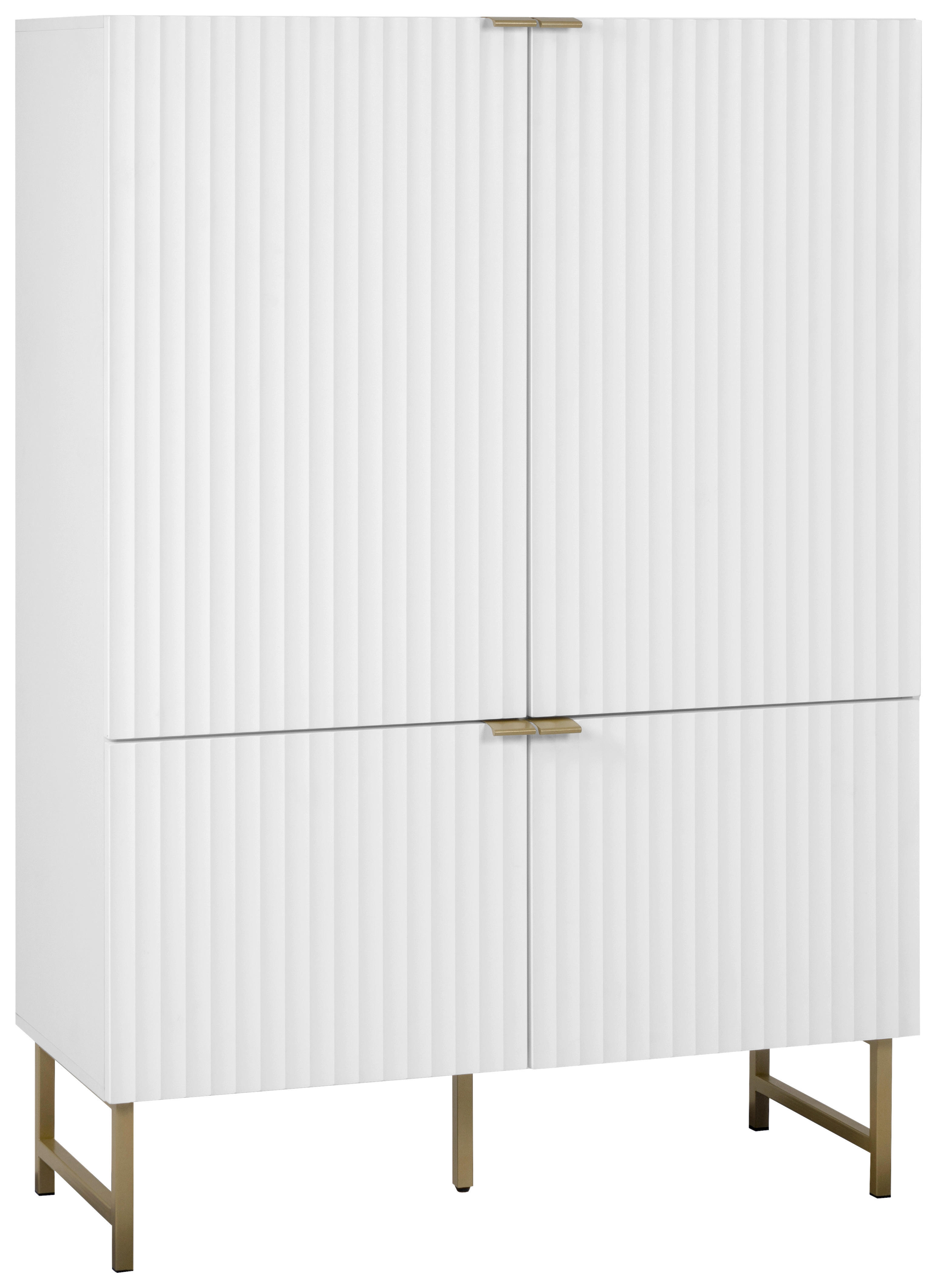 HIGHBOARD Weiß  - Goldfarben/Weiß, Design, Holzwerkstoff/Kunststoff (100/142/41cm) - MID.YOU