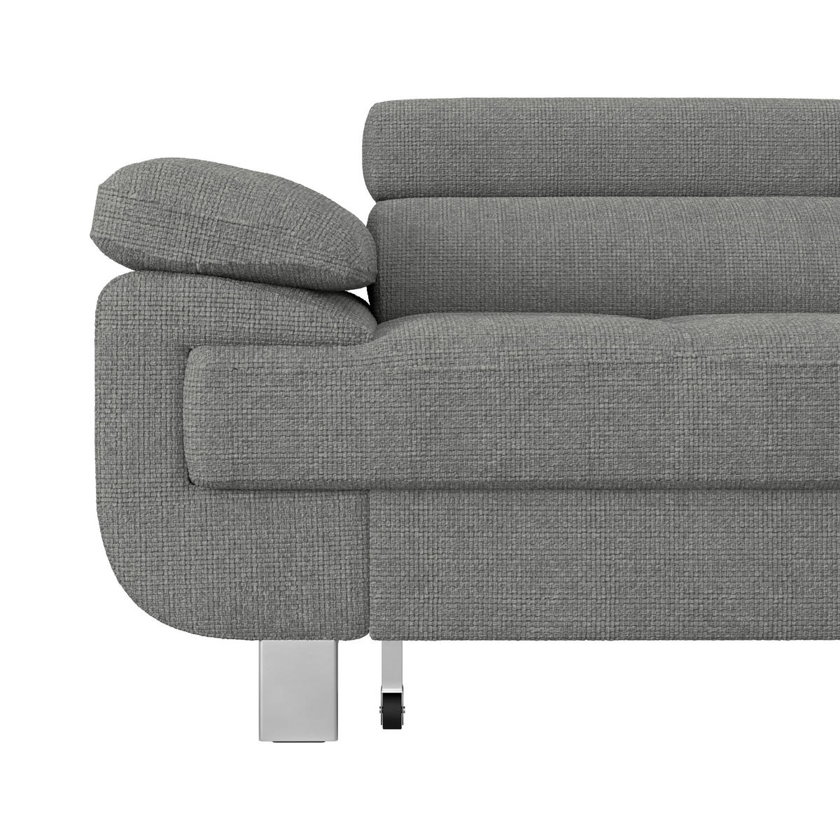 ECKSOFA Dunkelgrau Drell  - Dunkelgrau, MODERN, Textil/Metall (270/230cm) - MID.YOU