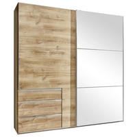 SCHWEBETÜRENSCHRANK in Eichefarben  - Chromfarben/Eichefarben, Modern, Glas/Holzwerkstoff (200/216/65cm) - MID.YOU