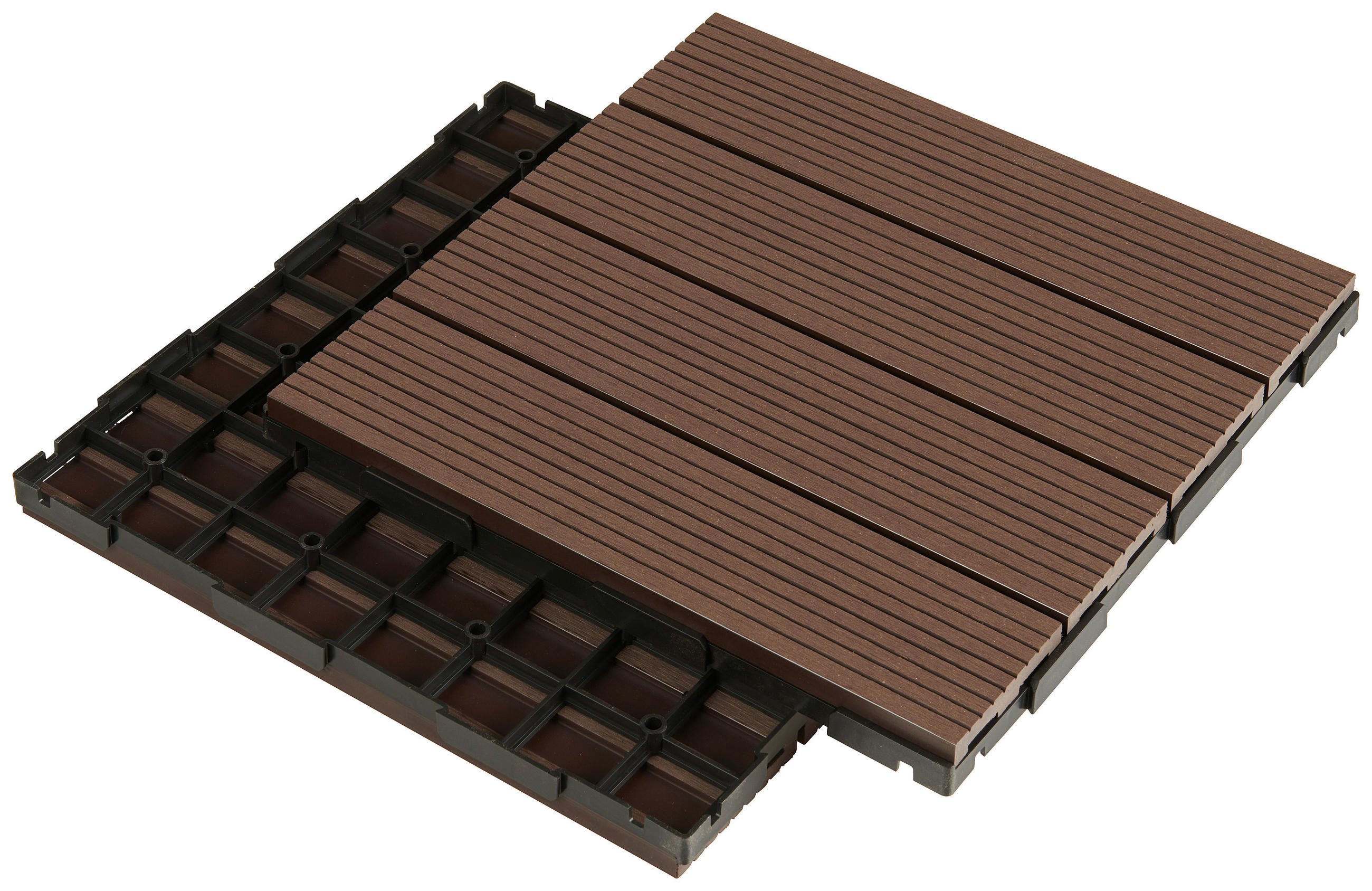 TERRASSENFLIESE Dunkelbraun 11 Stück - Dunkelbraun, Basics, Kunststoff (30/30/2cm) - Ambia Garden