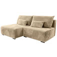 ECKSOFA in Cord Beige  - Beige/Schwarz, MODERN, Holz/Textil (145/210cm) - Carryhome