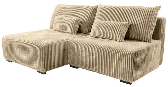 ECKSOFA in Cord Beige  - Beige/Schwarz, MODERN, Holz/Textil (145/210cm) - Carryhome