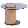 BEISTELLTISCH 60/60/43 cm Eiche furniert Schwarz, Eichefarben rund  - Eichefarben/Schwarz, Natur, Glas/Holz (60/60/43cm) - Stylife
