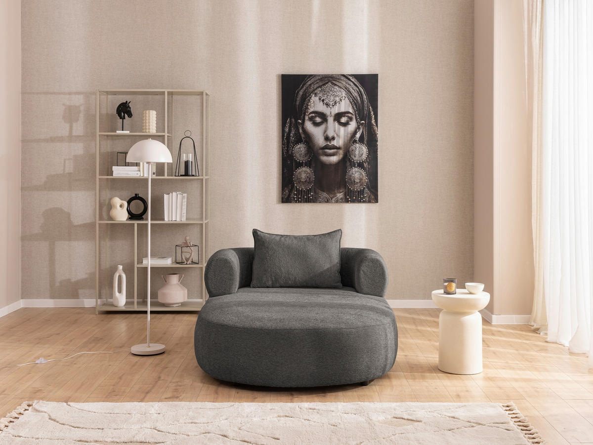 XXL-SESSEL Chenille Anthrazit    - Anthrazit/Schwarz, Design, Kunststoff/Textil (122/76/156cm) - Livetastic