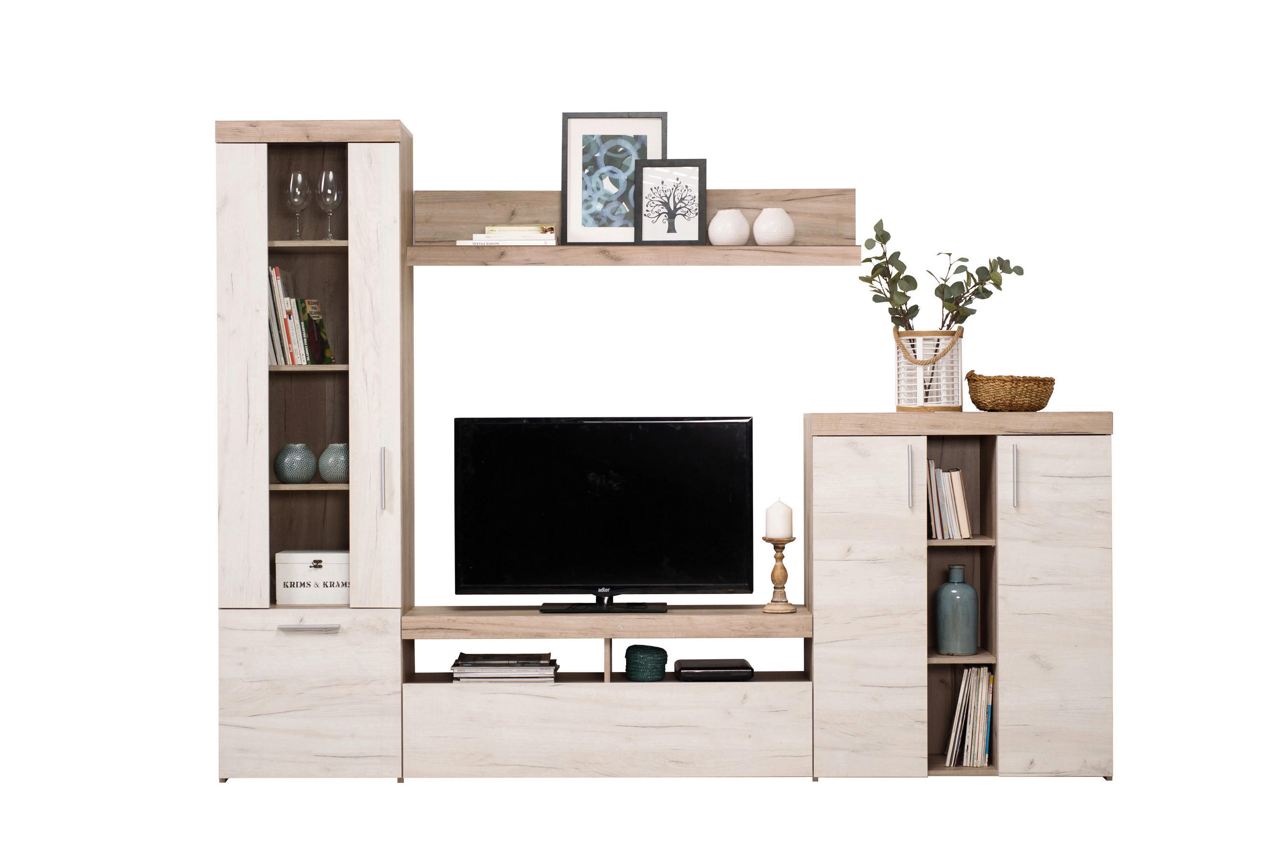 NAPPALI ÖSSZEÁLLÍTÁS ezüsttölgy  - ezüsttölgy, Basics, faalapú anyag (262/195/35cm) - Xora