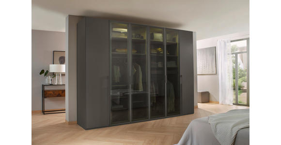 DREHTÜRENSCHRANK 301/235/60 cm 6-türig Graphitfarben - Graphitfarben/Grau, Trend, Glas/Holzwerkstoff (301/235/60cm) - Novel