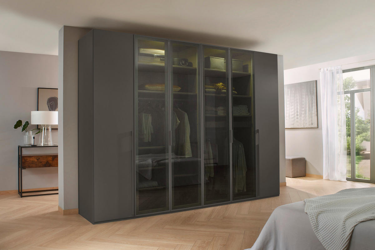 DREHTÜRENSCHRANK  in Graphitfarben  - Graphitfarben, Trend, Glas/Holzwerkstoff (301/223/60cm) - Novel