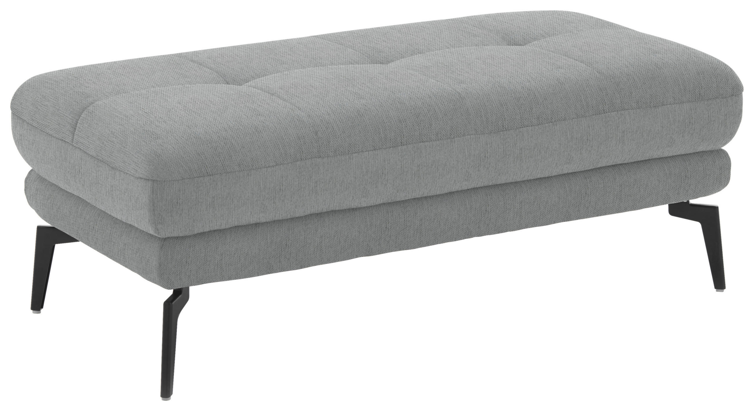HOCKER in Textil Hellgrau  - Hellgrau/Schwarz, Design, Textil/Metall (132/45/68cm) - Beldomo Style