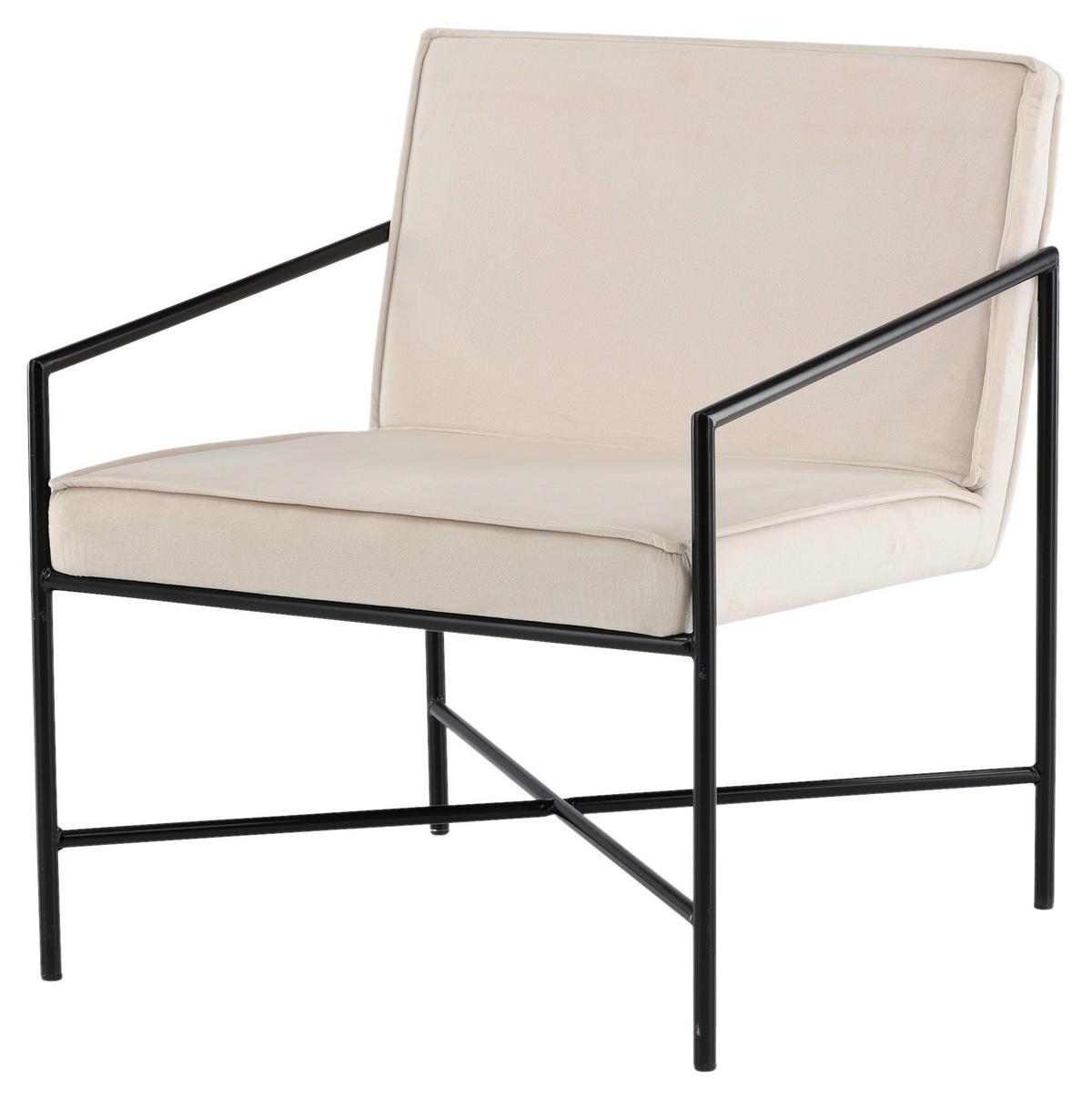 SESSEL in Samt Schwarz, Beige  - Beige/Schwarz, Design, Textil/Metall (66/78/65cm) - Livetastic