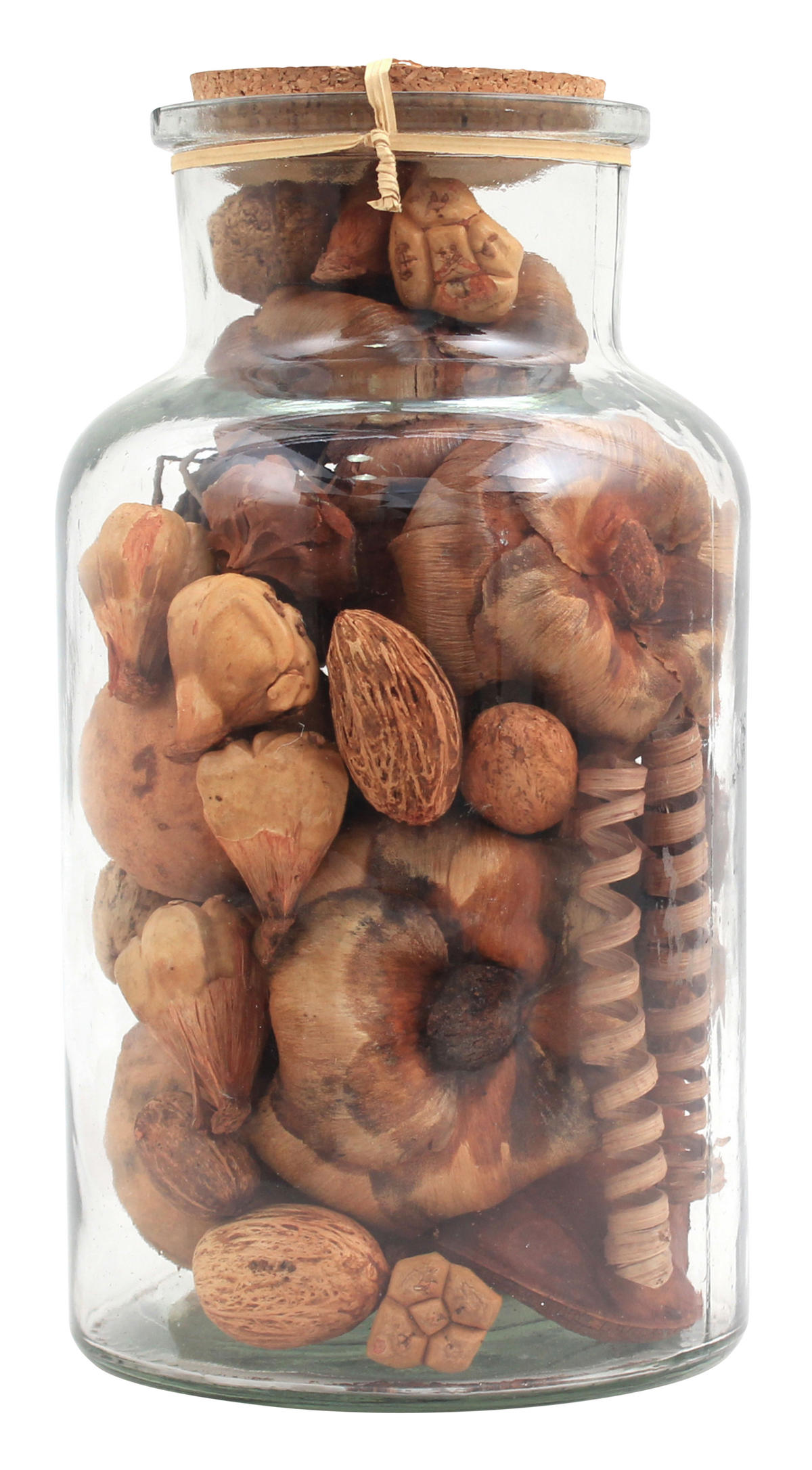 DEKOFLASCHE - Hellbraun, Lifestyle, Glas/Naturmaterialien (14/27/14cm) - Kayoom