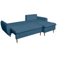 ECKSOFA Blau Chenille - Blau/Buchefarben, KONVENTIONELL, Holz/Textil (244/163cm) - Carryhome
