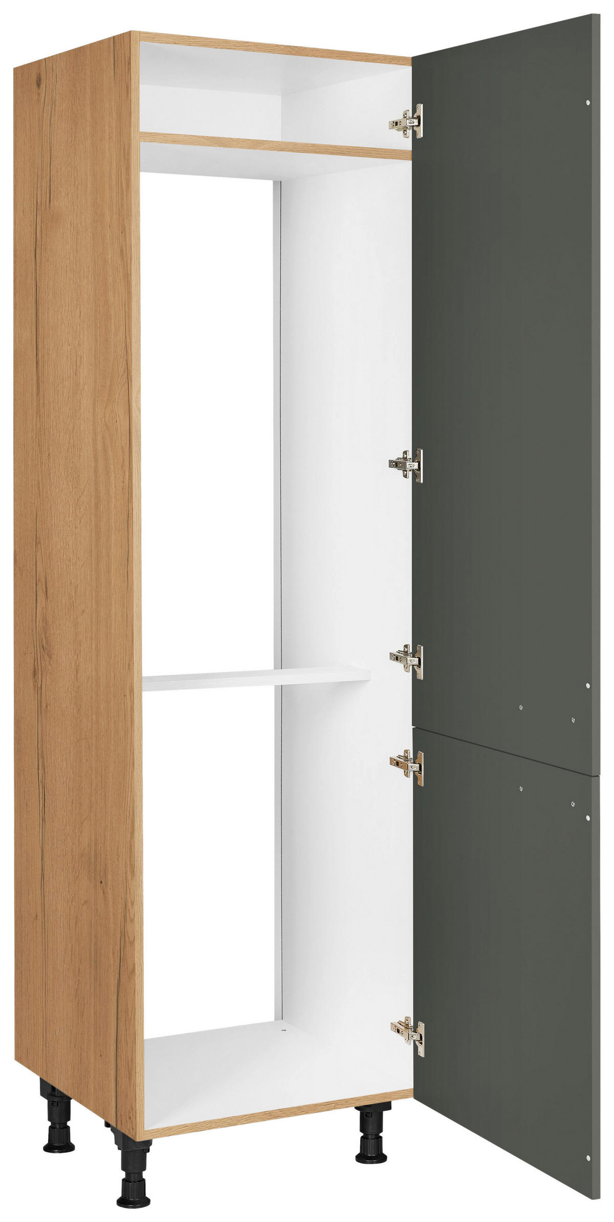 GERÄTEUMBAUSCHRANK 60/216,6/58 cm  in Grün, Eichefarben  - Eichefarben/Schwarz, MODERN, Holzwerkstoff/Metall (60/216,6/58cm) - Nobilia