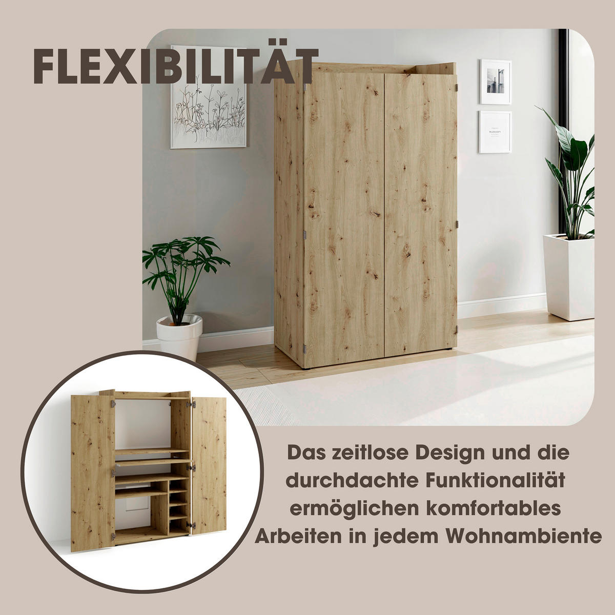 SEKRETÄR - Schwarz/Eiche Artisan, MODERN, Holzwerkstoff/Kunststoff (80/40/141cm) - MID.YOU