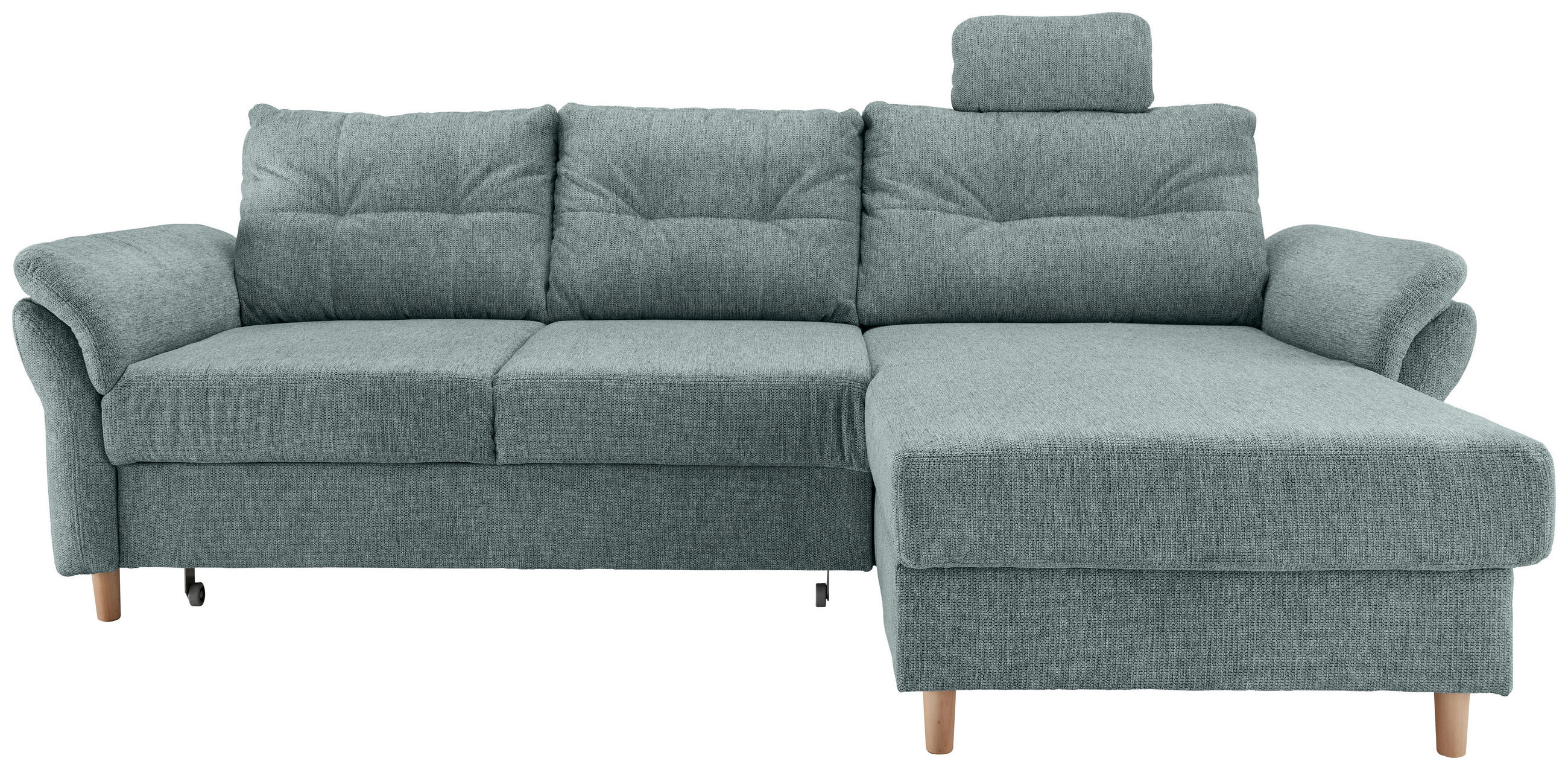 ECKSOFA Blau Chenille  - Blau/Naturfarben, MODERN, Holz/Textil (250/176cm) - Livetastic