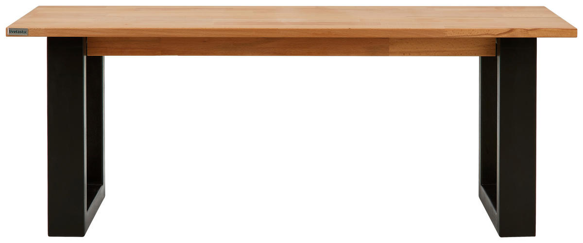 SITZBANK in Holz Kernbuche  - Schwarz/Kernbuche, Natur, Holz (160/38/45cm) - Livetastic