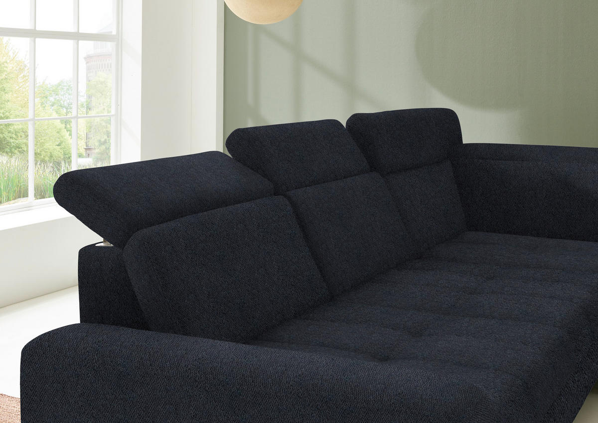 ECKSOFA in Chenille Schwarz  - Schwarz, Design, Textil/Metall (310/220cm) - Beldomo Style