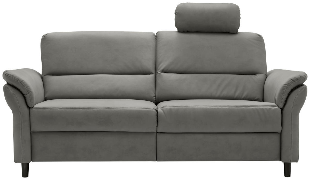 3-SITZER-SOFA in Lederlook Grau  - Schwarz/Grau, Modern, Holz/Textil (192/90/89cm) - Livetastic