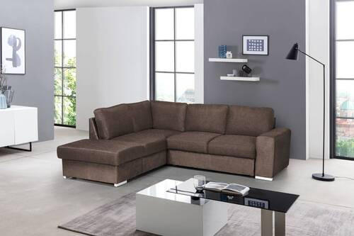 ECKSOFA in Mikrofaser Taupe  213/248 cm  - Taupe/Chromfarben, KONVENTIONELL, Textil/Metall (213/248cm) - MID.YOU