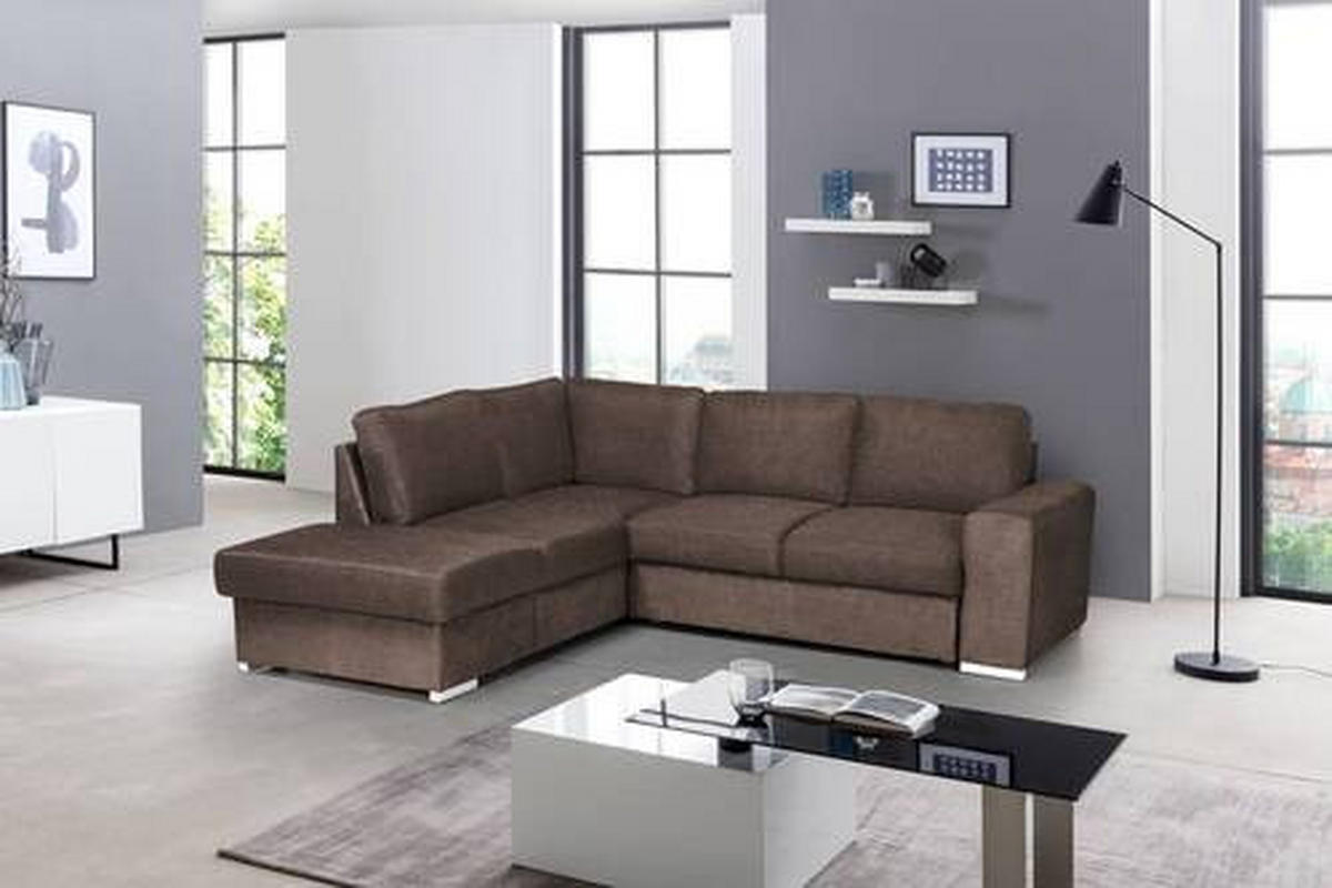 ECKSOFA in Mikrofaser Taupe  - Taupe/Chromfarben, Konventionell, Textil/Metall (213/248cm) - MID.YOU